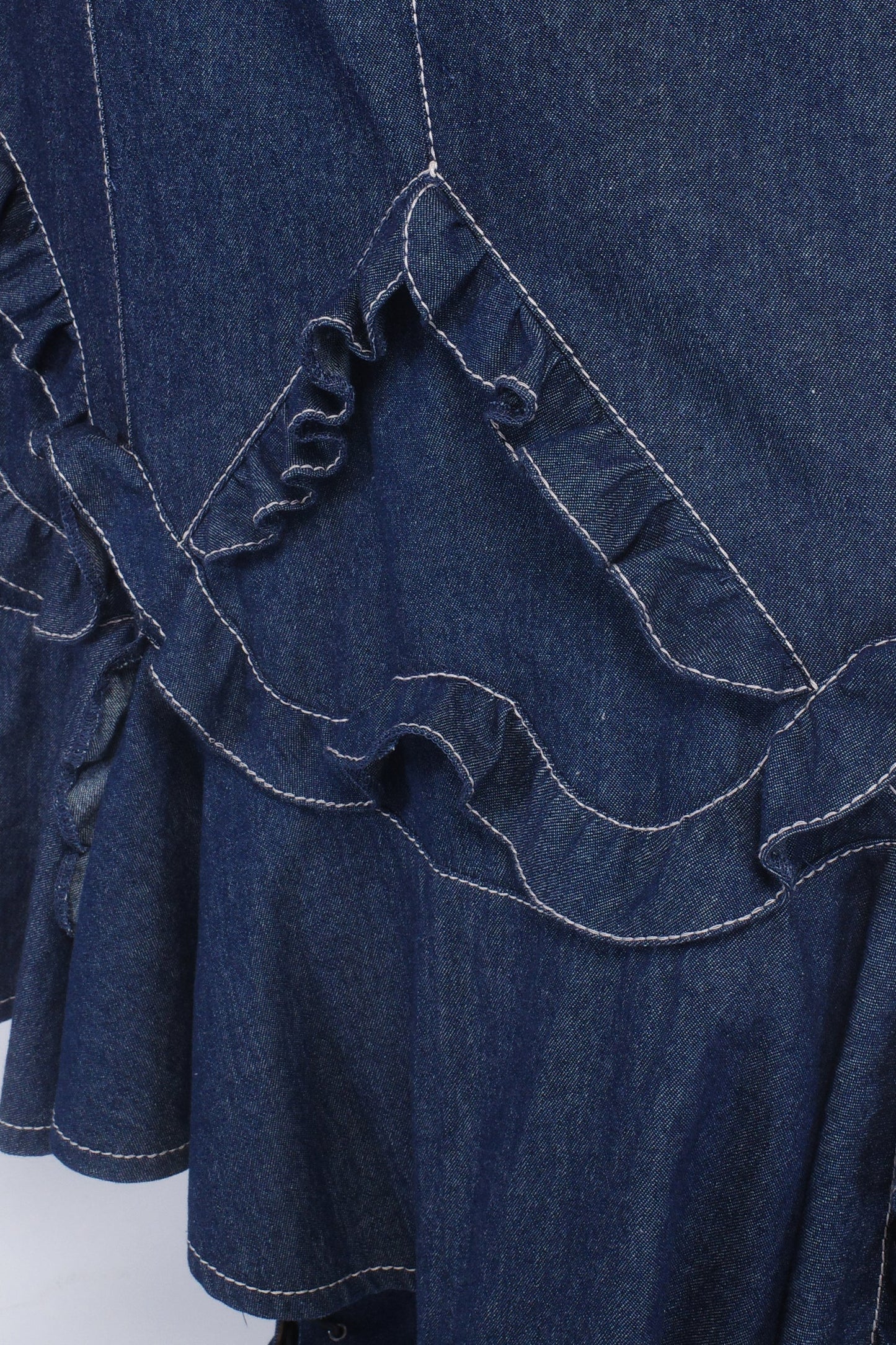 Anna Sui Denim Ruffle Maxi Skirt