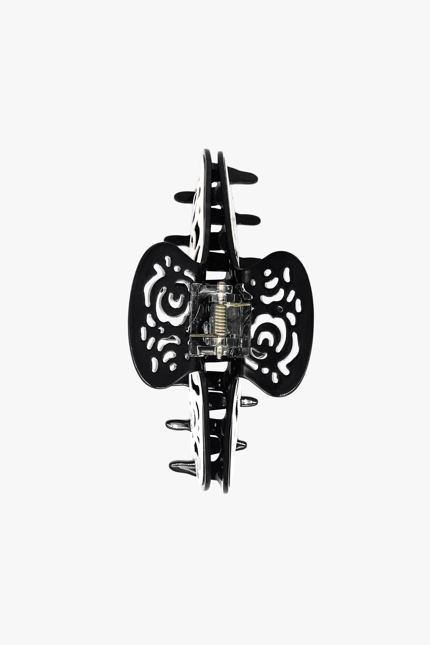 Anna Sui Vintage White & Black Two-Tone Open Scroll Jaw Clip
