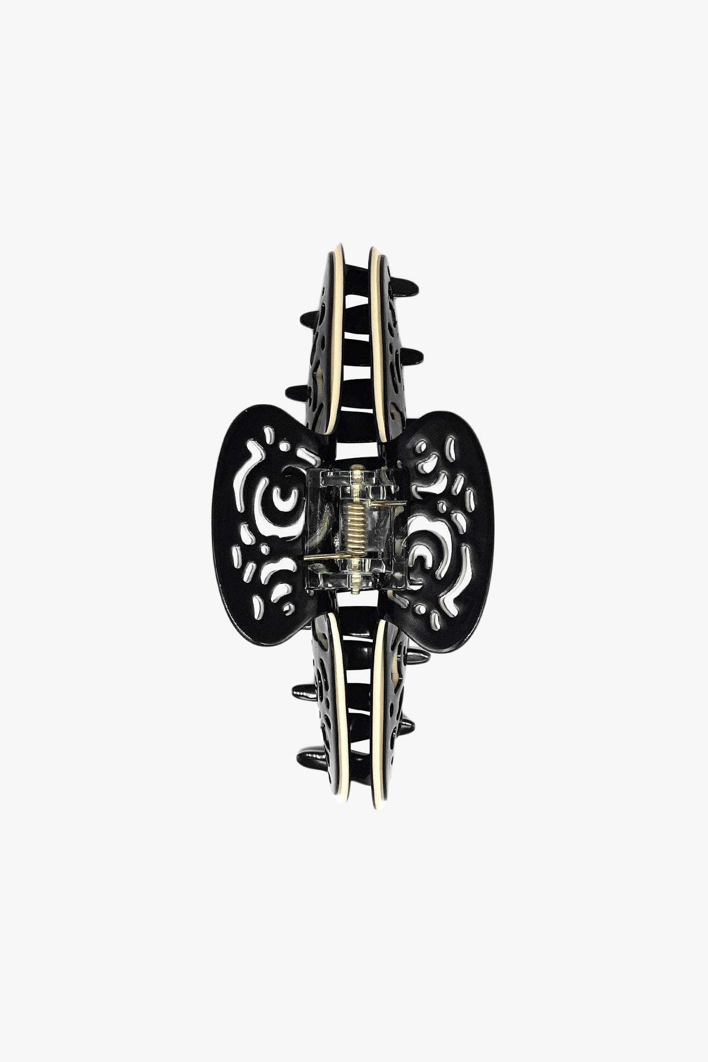 Anna Sui Vintage Black & White Two-Tone Open Scroll Jaw Clip