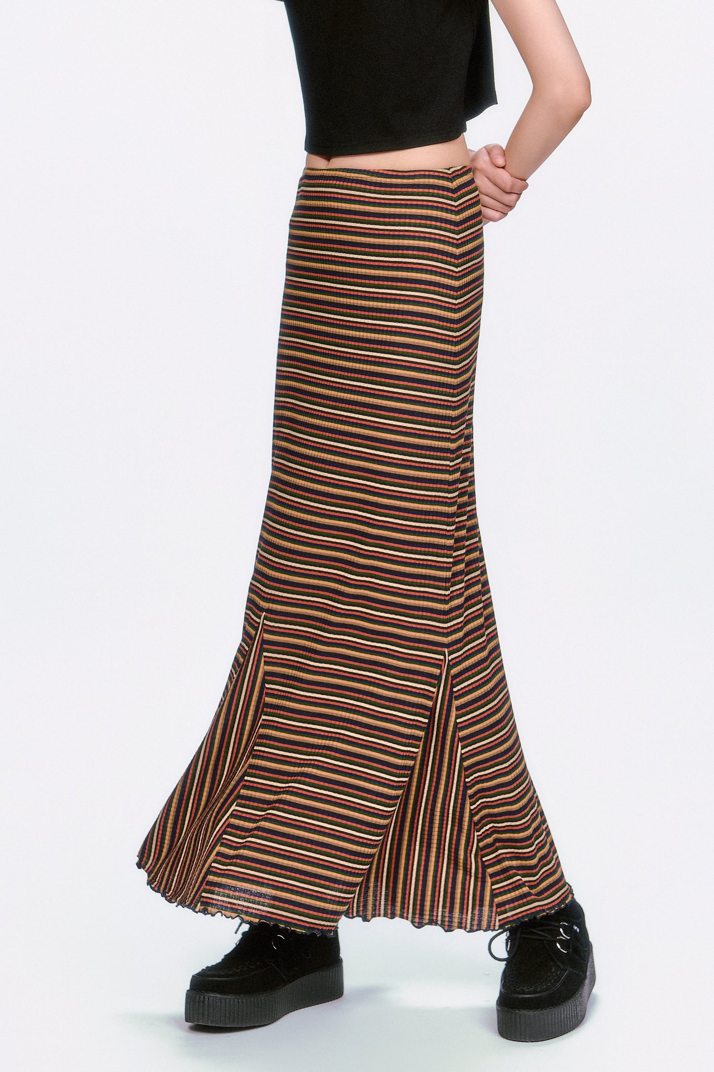 Anna Sui Venetian Stripe Trumpet Skirt - Caramel