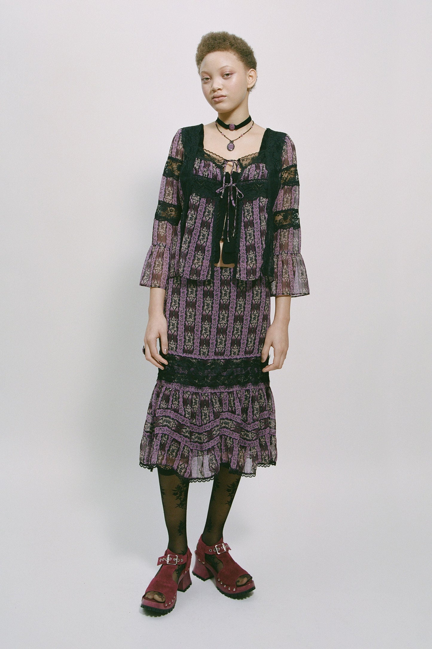 Anna Sui Cameo Stripe Print Tie Blouse