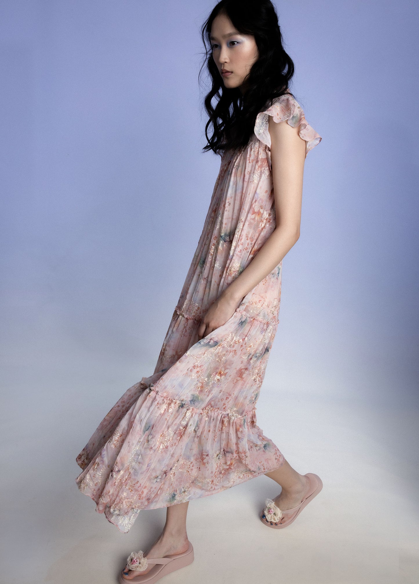 Anna Sui Oasis Blooms Tiered Maxi Dress