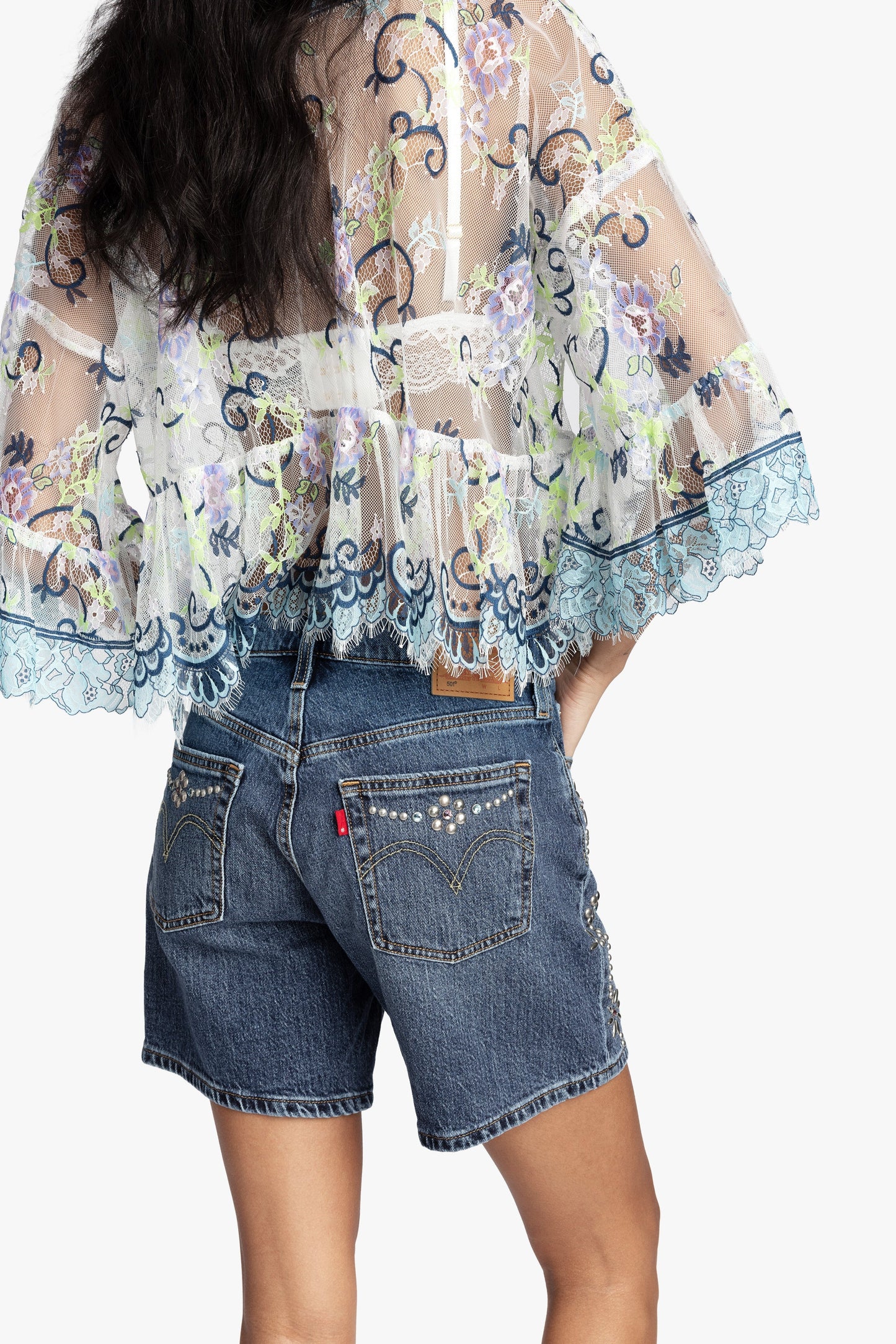 Anna Sui Lady Chatterley's Lace V-Neck Top