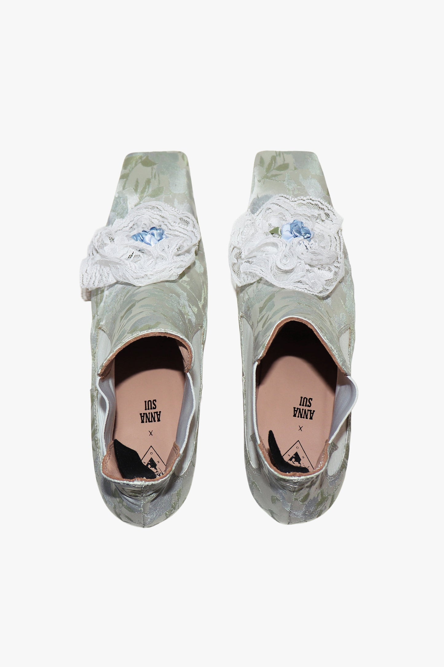 Anna Sui John Fluevog x Anna Sui Brocade Boots- Sky Blue (Sample)