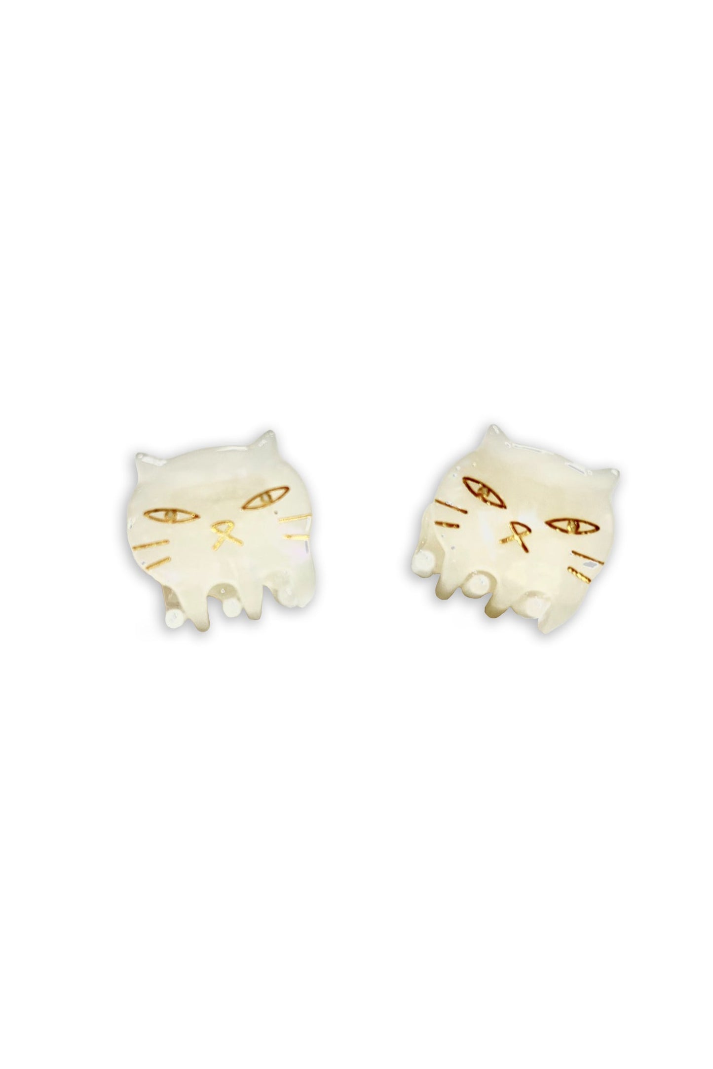 Anna Sui Pastel Meow Cat Jaw Pair Ivory