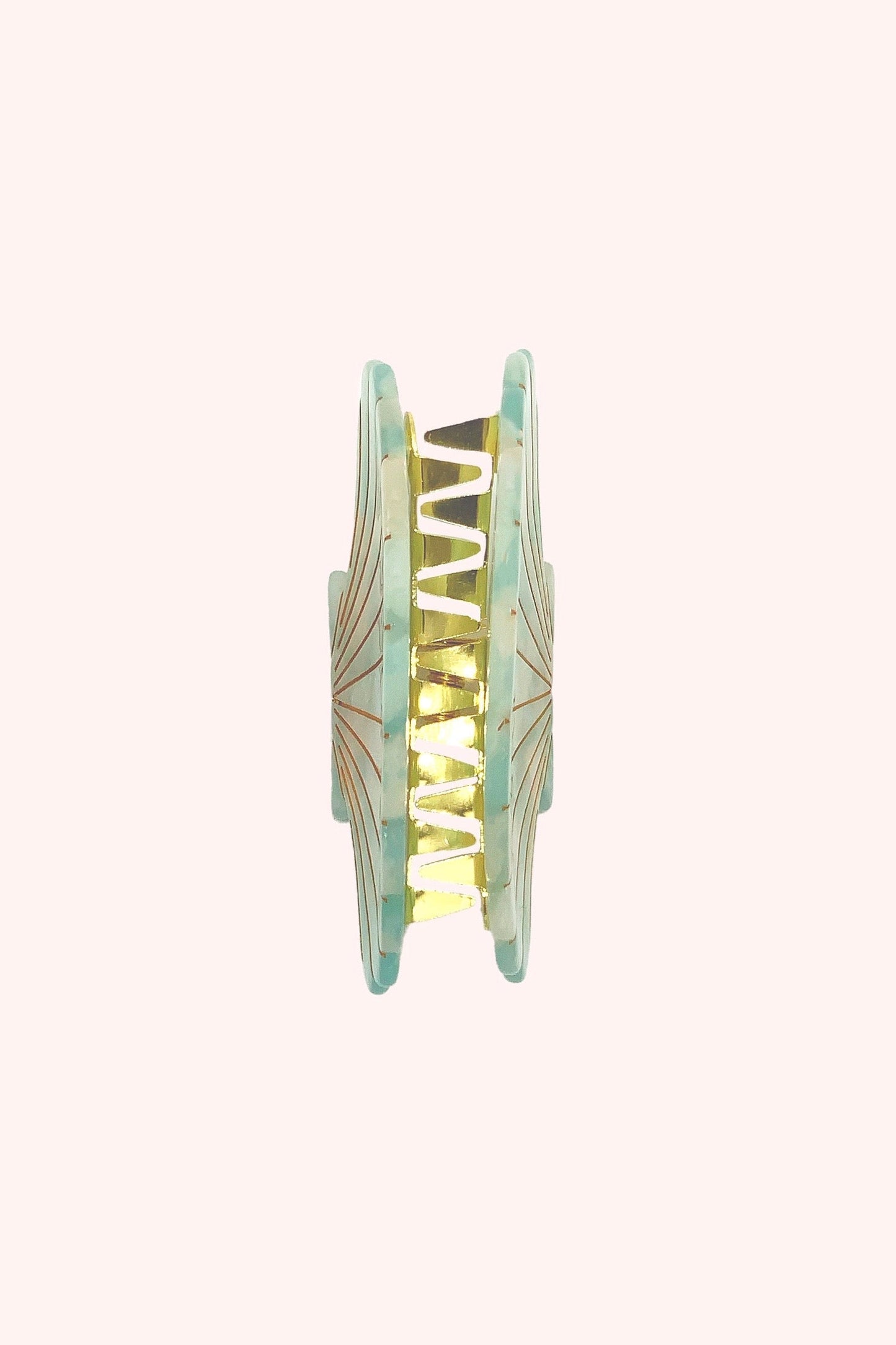 Anna Sui Large Light Aqua Sea Shell Clamp Clip