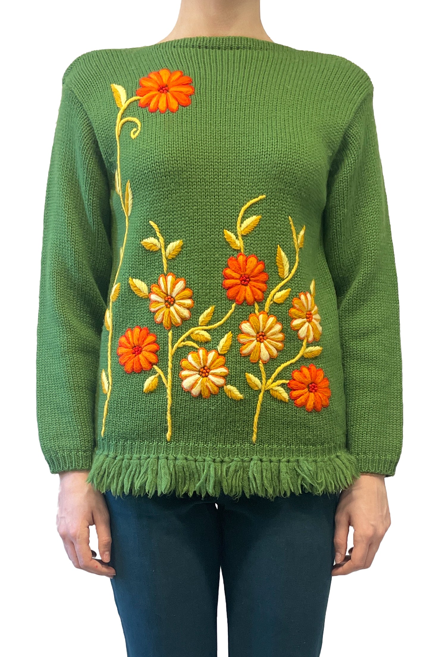 Anna Sui Vintage Embroidered Floral Sweater