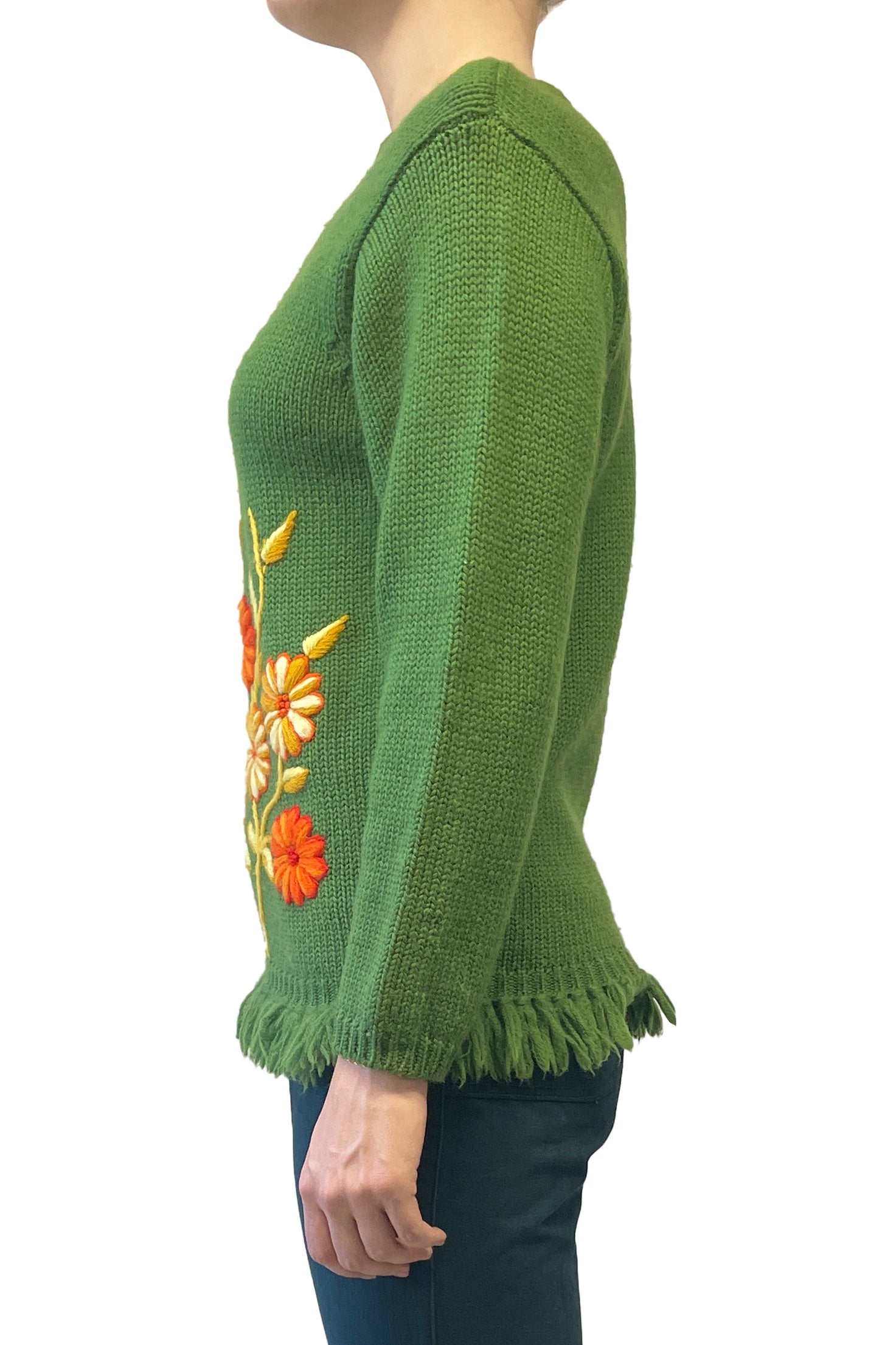 Anna Sui Vintage Embroidered Floral Sweater