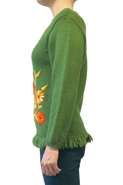 Anna Sui Vintage Embroidered Floral Sweater