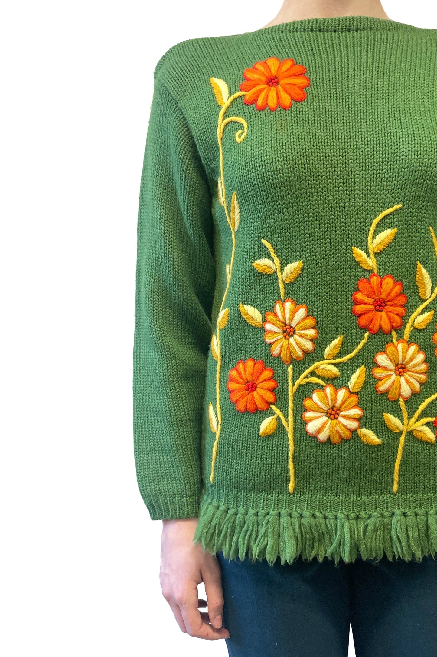 Anna Sui Vintage Embroidered Floral Sweater