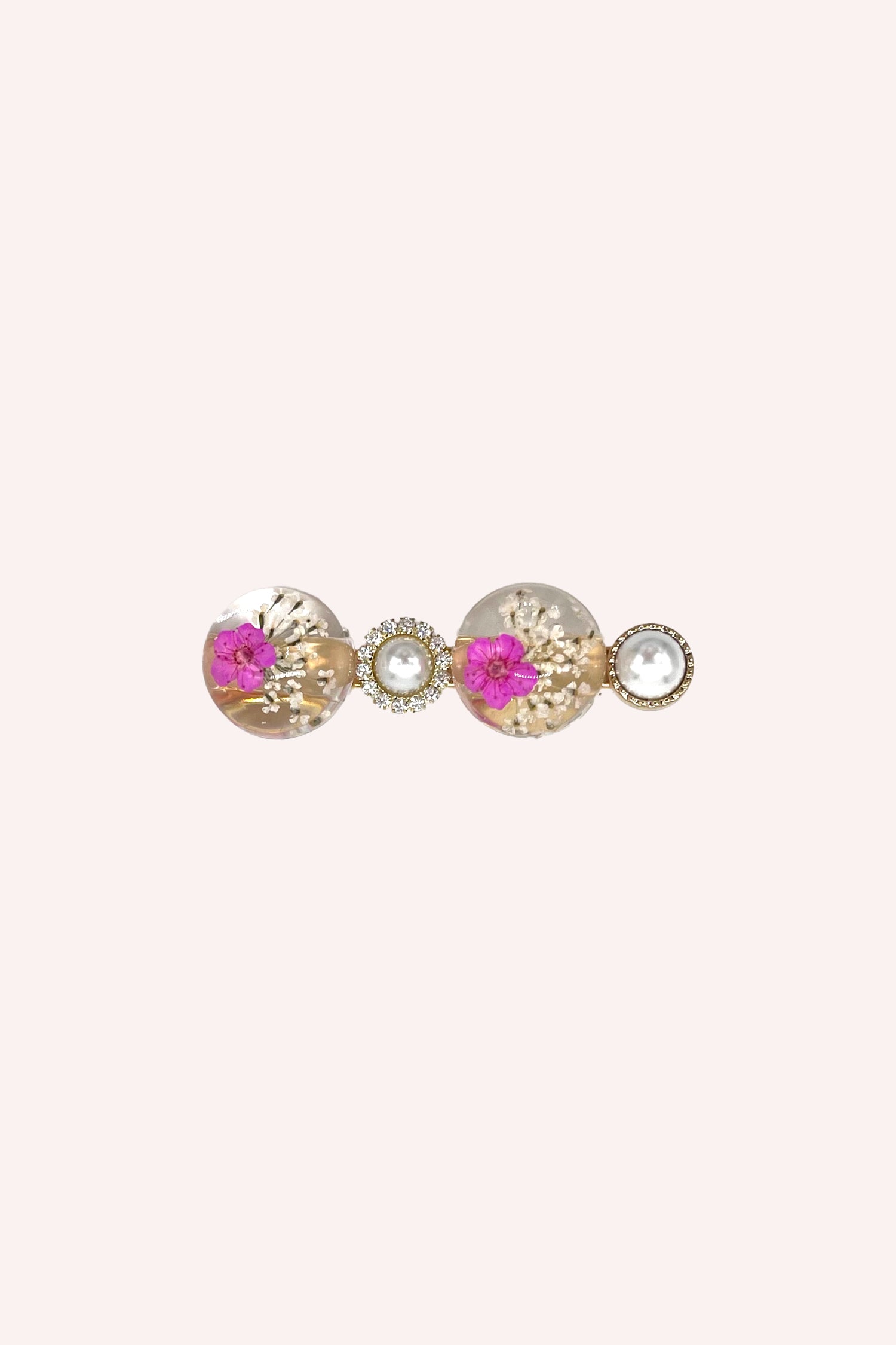 Anna Sui Pink Flower and Pearls Clamp Clip