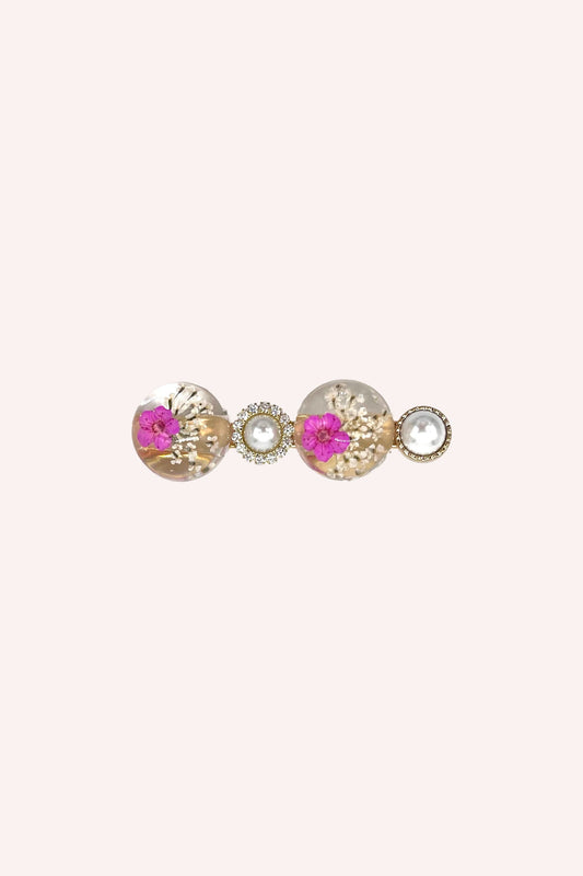 Anna Sui Pink Flower and Pearls Clamp Clip