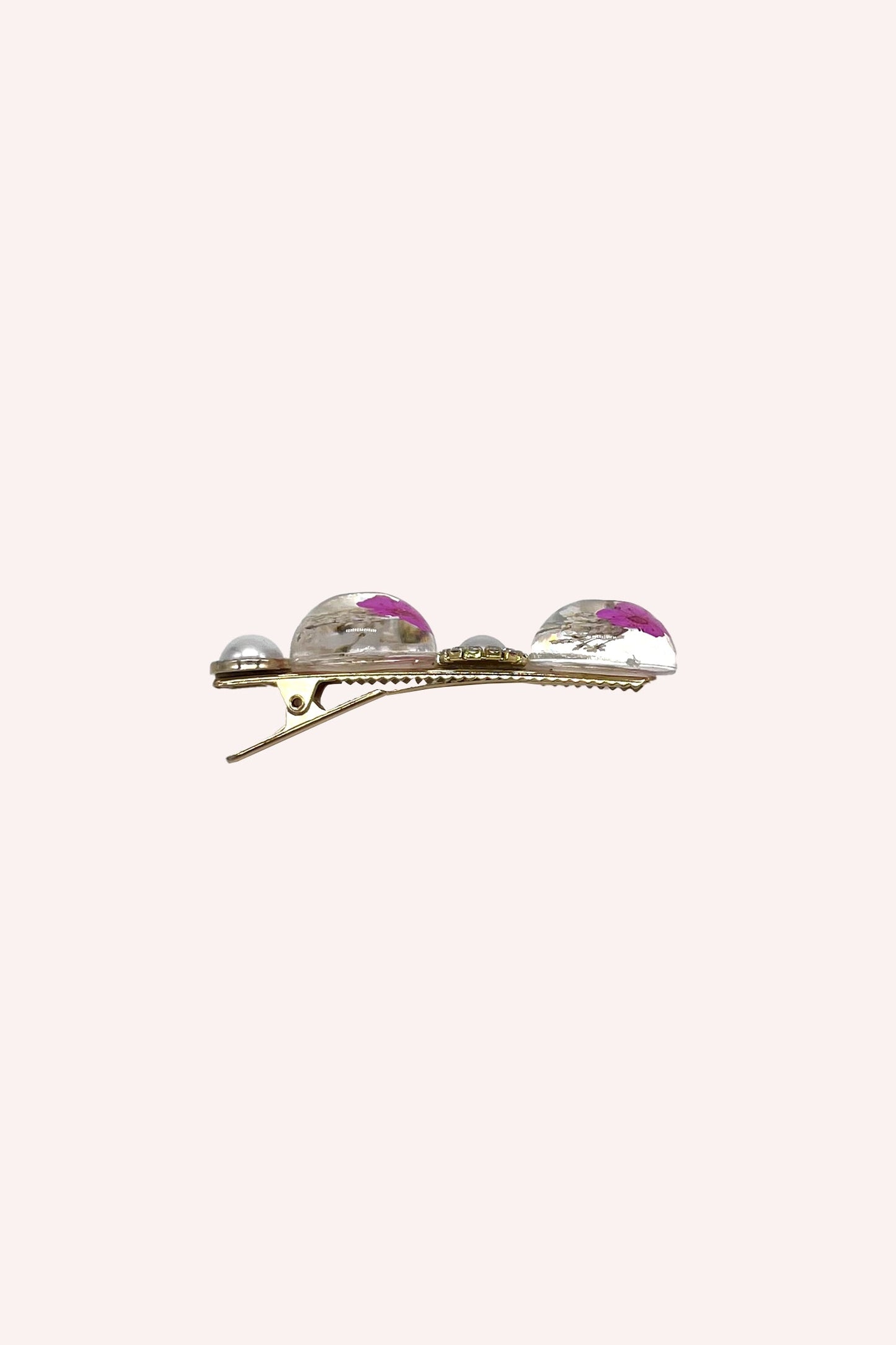 Anna Sui Pink Flower and Pearls Clamp Clip