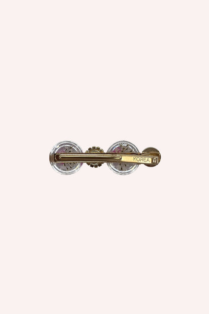 Anna Sui Pink Flower and Pearls Clamp Clip