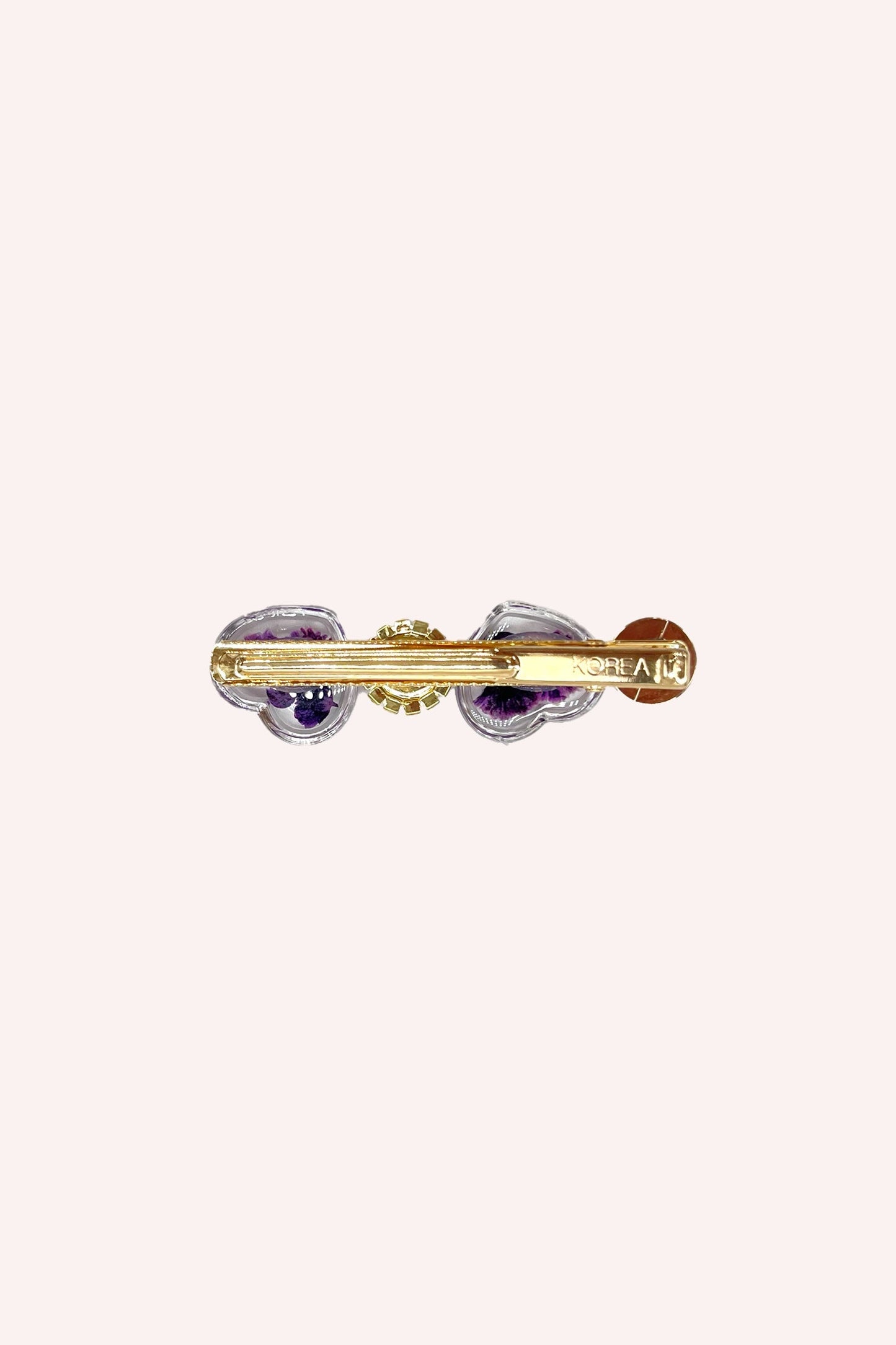 Anna Sui Purple Flower Hearts and Pearls Clamp Clip
