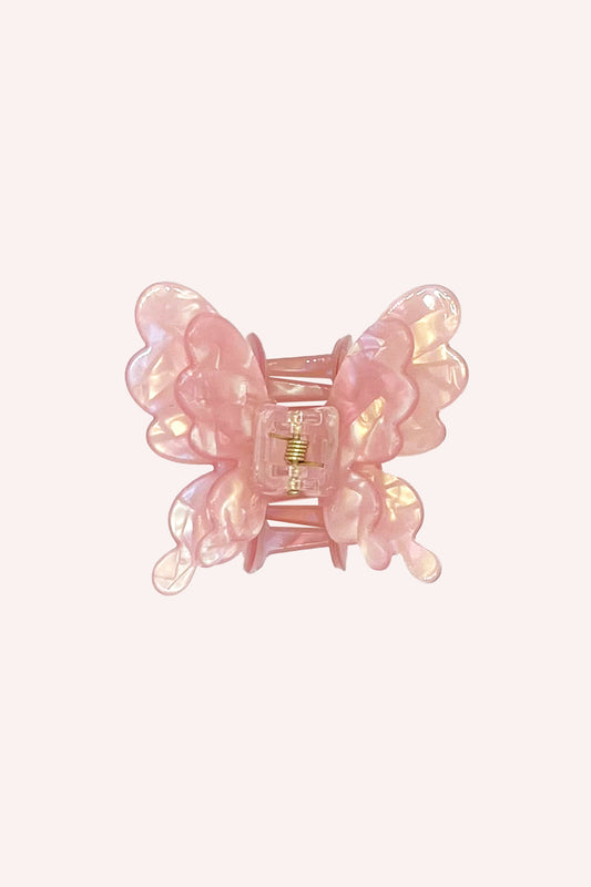 Anna Sui Pastel Iridescent Butterfly Jaw Clip Pink