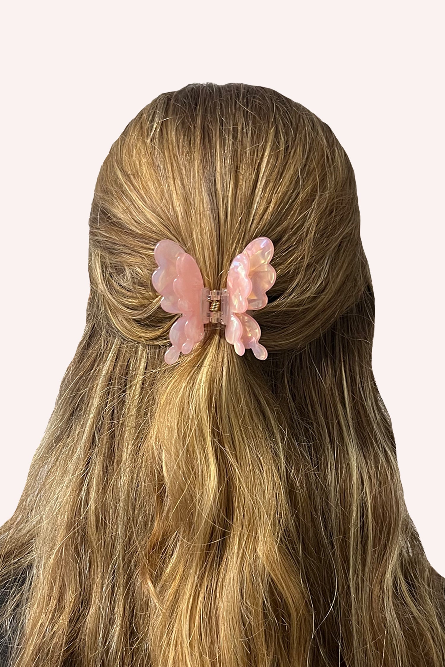 Anna Sui Pastel Iridescent Butterfly Jaw Clip Pink
