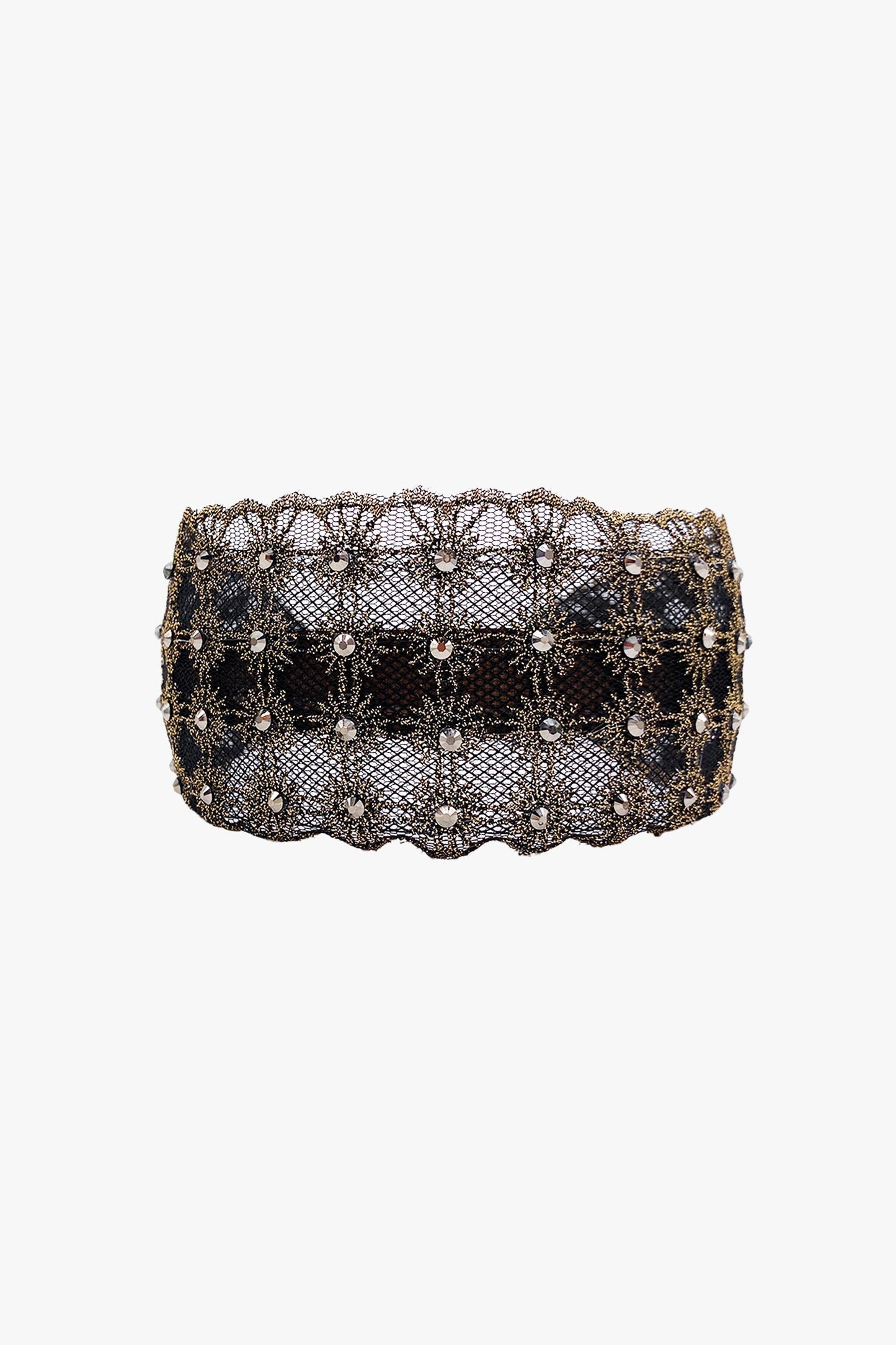 Anna Sui Lacey Embroidered Crystal Headband - Gold