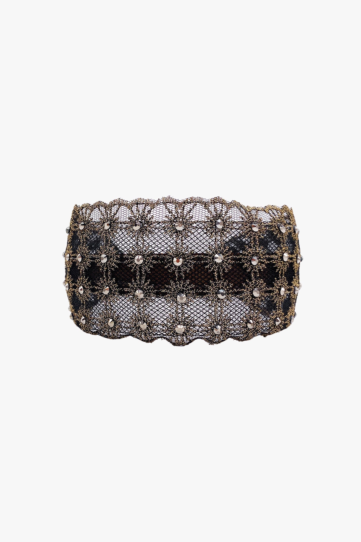 Anna Sui Lacey Embroidered Crystal Headband - Gold