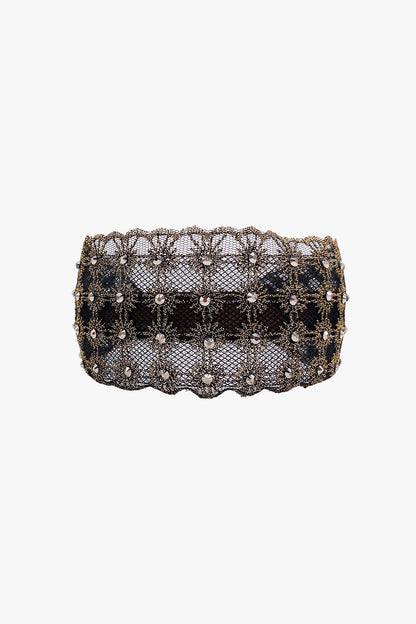Anna Sui Lacey Embroidered Crystal Headband - Gold