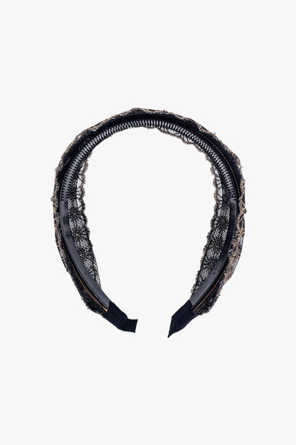 Anna Sui Lacey Embroidered Crystal Headband - Gold