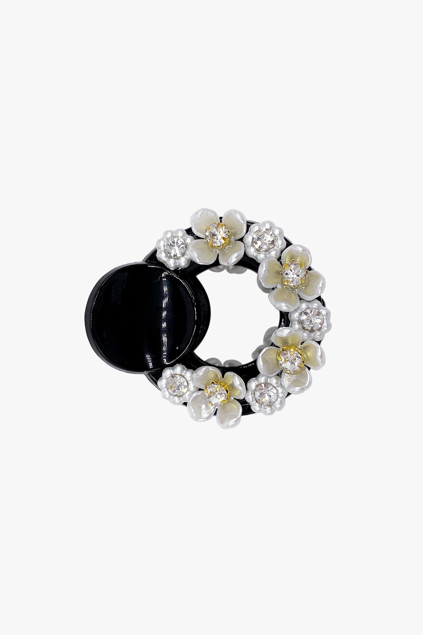 Anna Sui Round Cutout Flower Embroidered Jaw Clip