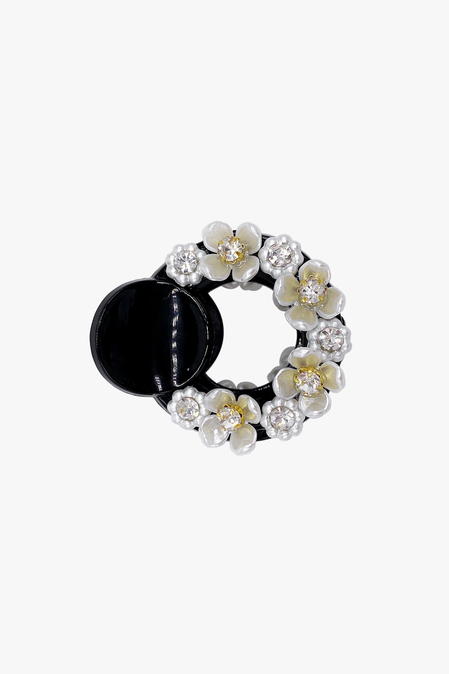 Anna Sui Round Cutout Flower Embroidered Jaw Clip