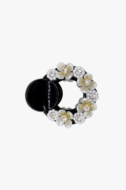 Anna Sui Round Cutout Flower Embroidered Jaw Clip