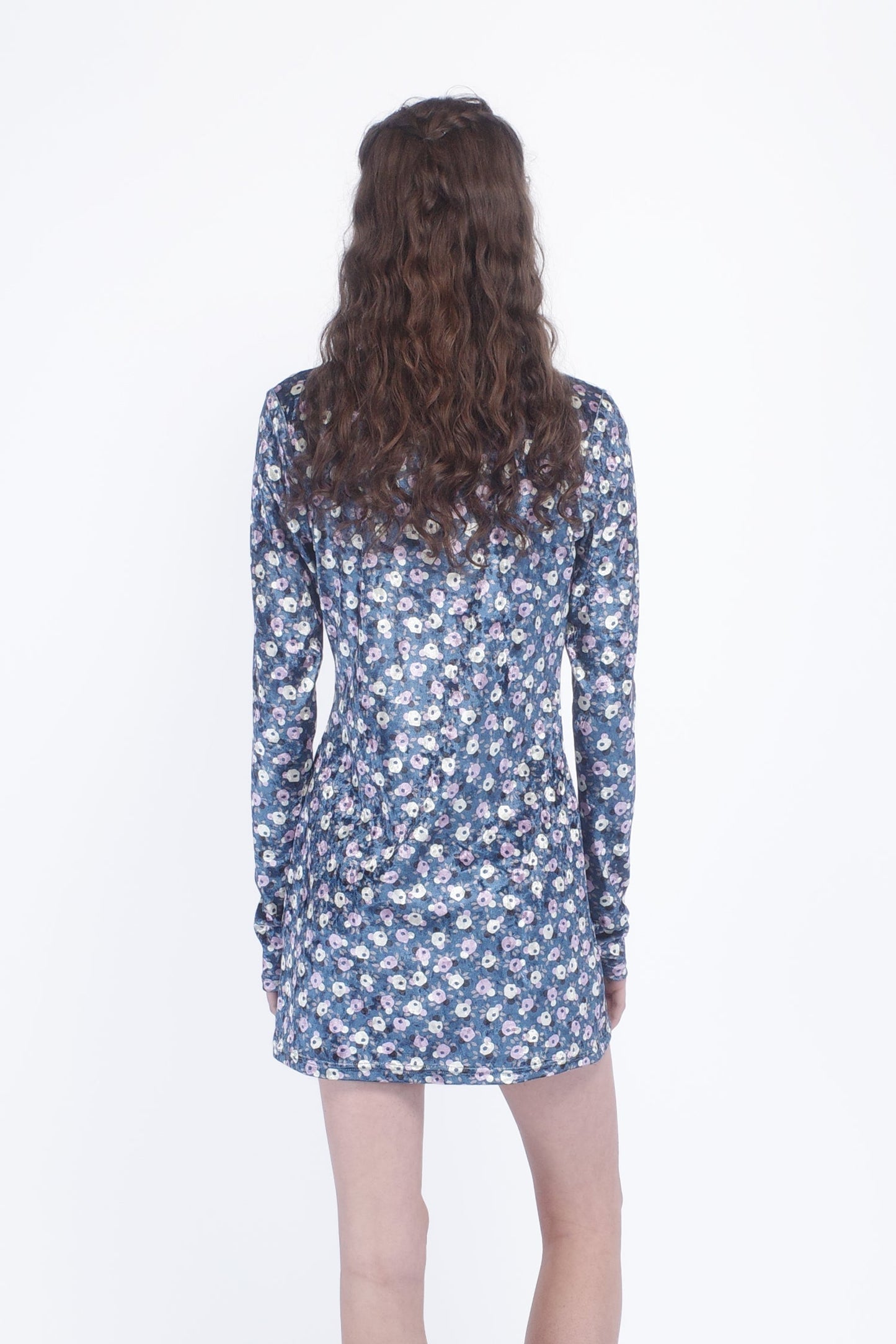Anna Sui Posie Stretch Velvet Turtleneck Dress