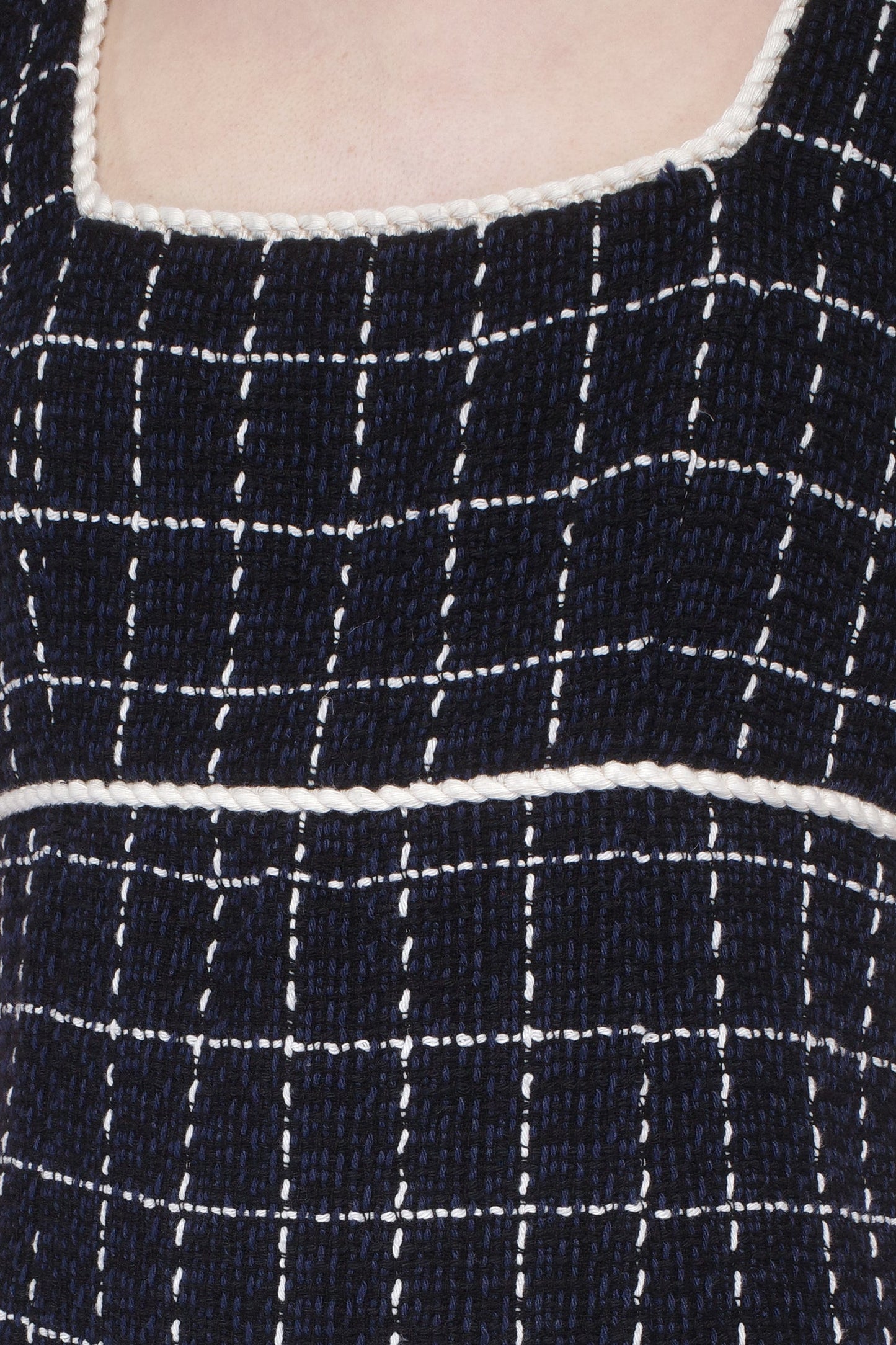 Anna Sui Windowpane Tweed Square Neck Mini Dress