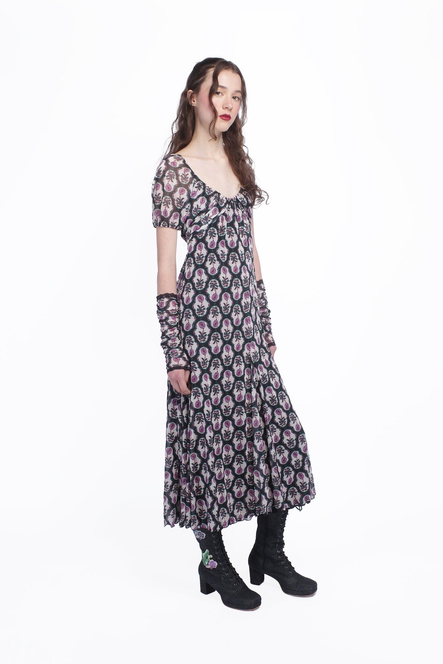 Anna Sui Sleeping Beauty Mesh Bow Dress
