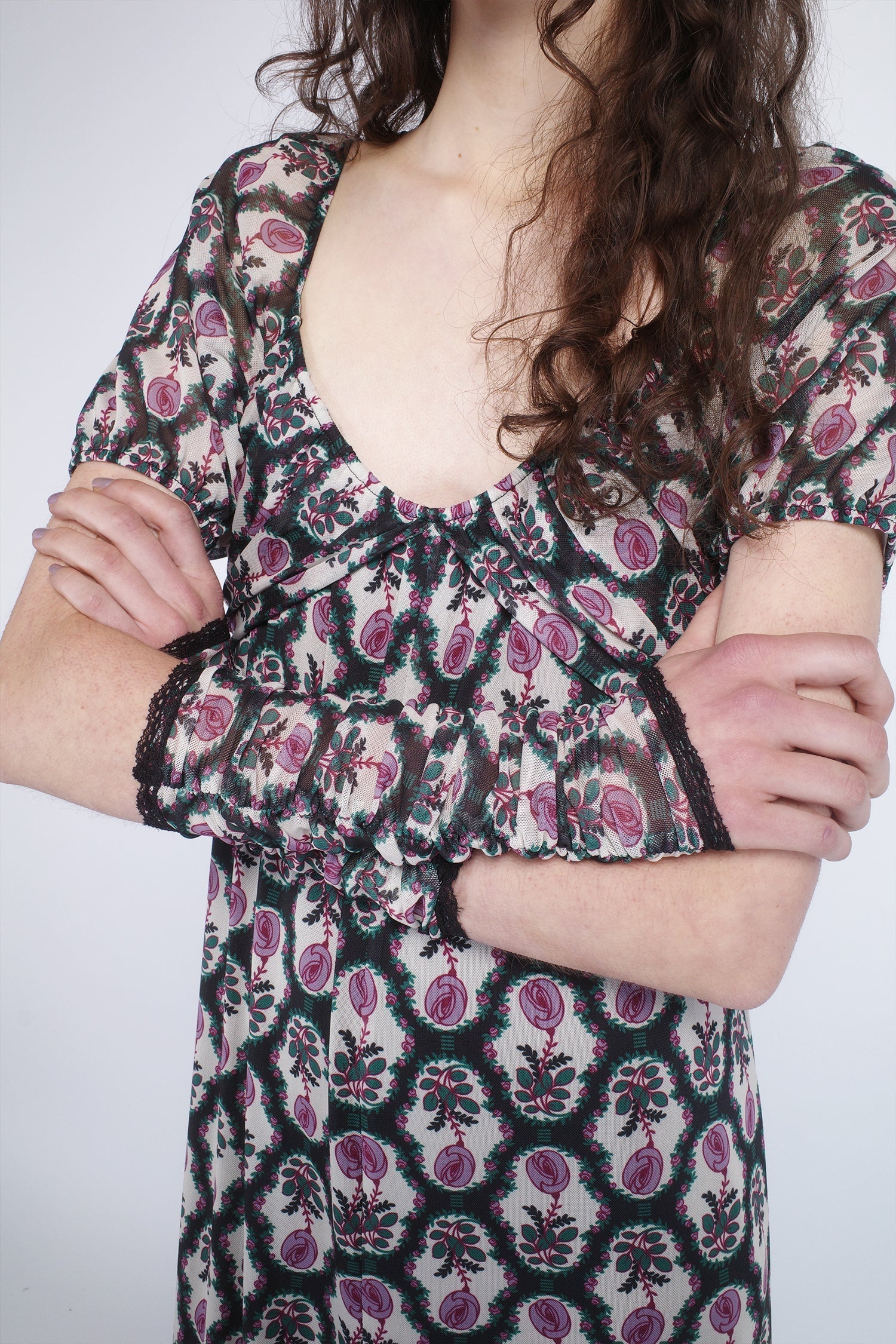 Anna Sui Sleeping Beauty Mesh Bow Dress