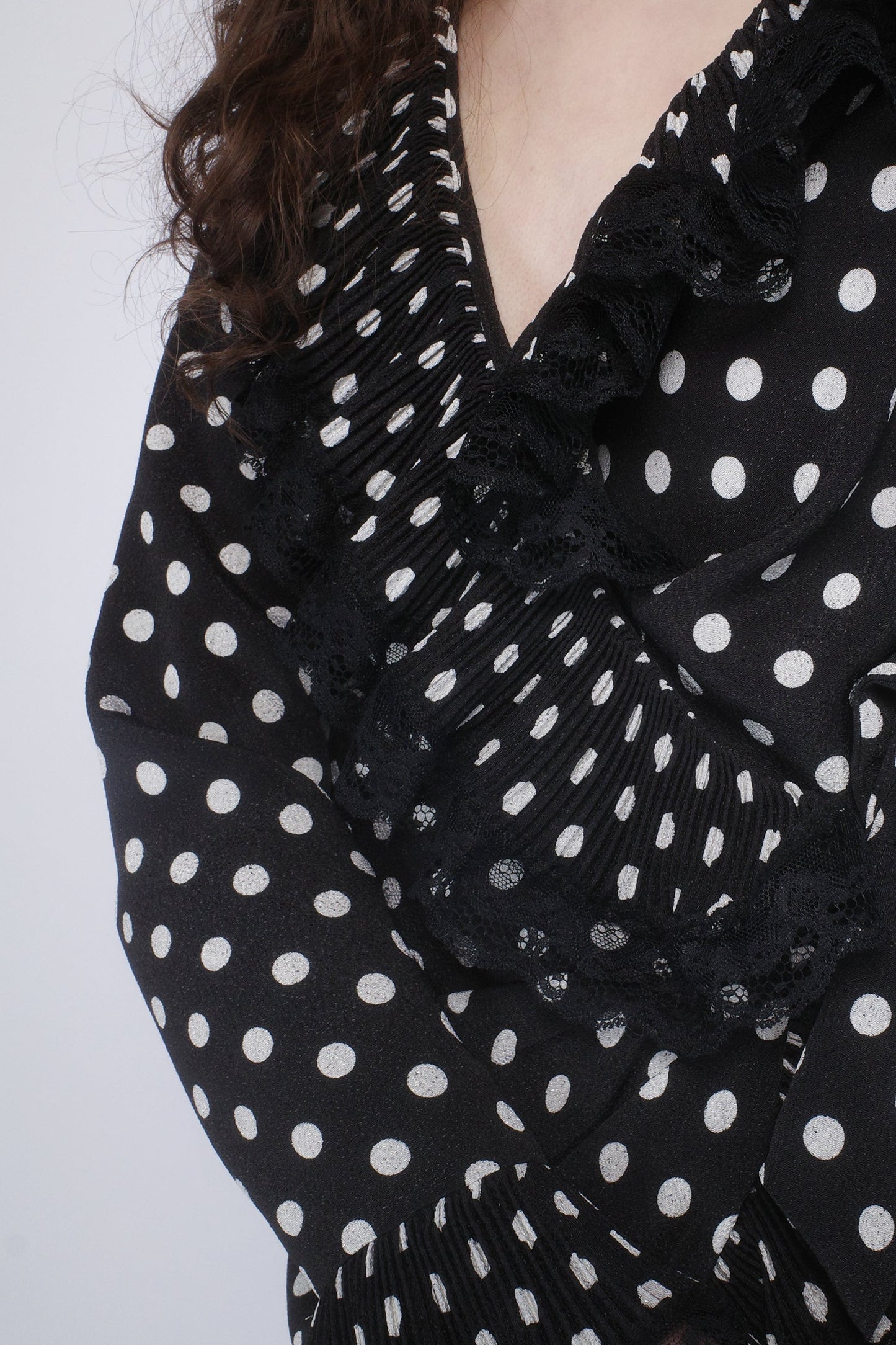 Anna Sui Polka Dot Pleated Wrap Dress