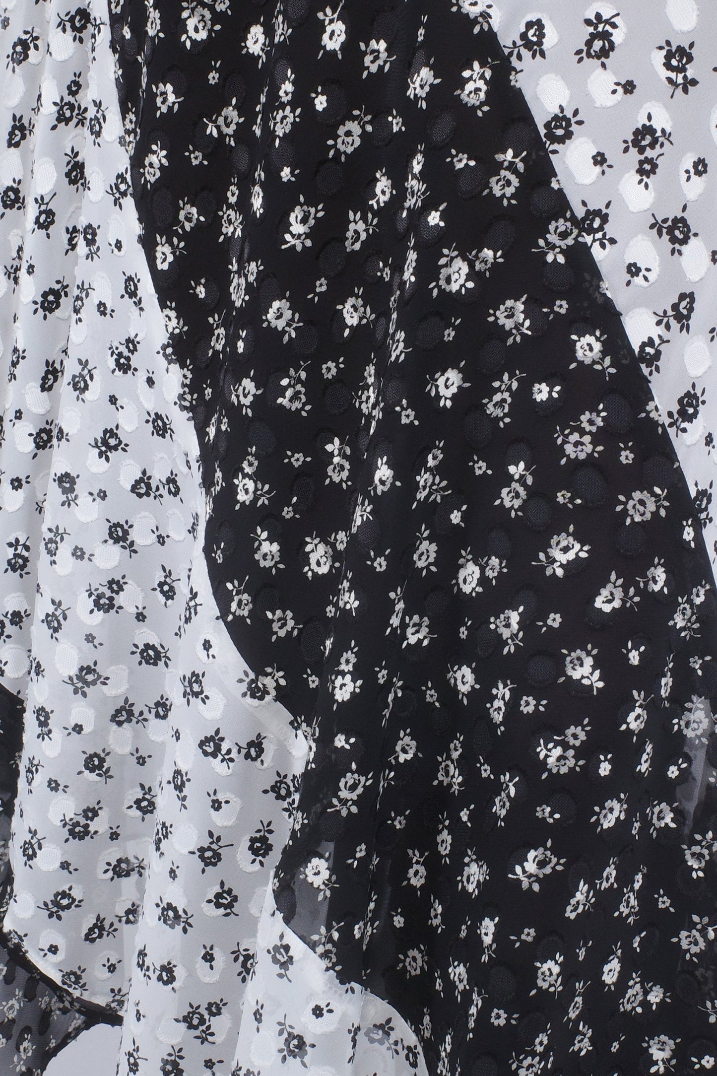 Anna Sui Ditsy Dot Chiffon Contrast Flowy Skirt