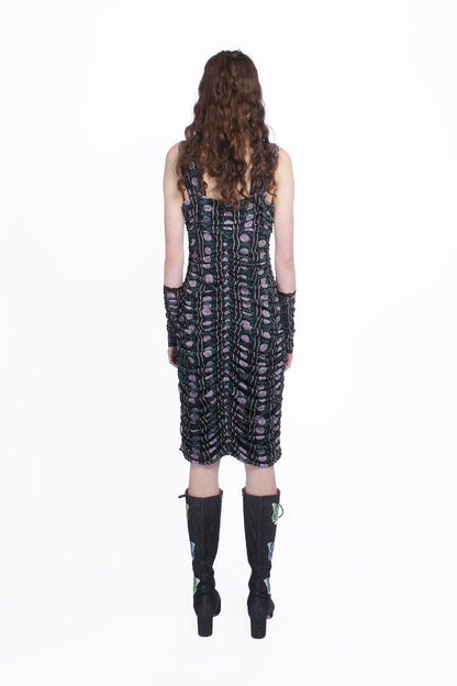 Anna Sui Rosetti Mesh Ruched Tie Dress