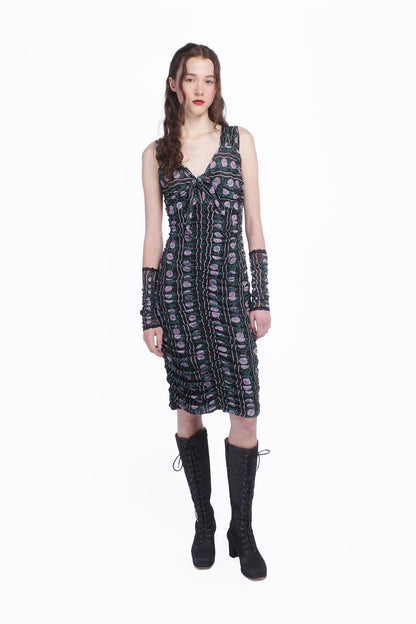 Anna Sui Rosetti Mesh Ruched Tie Dress