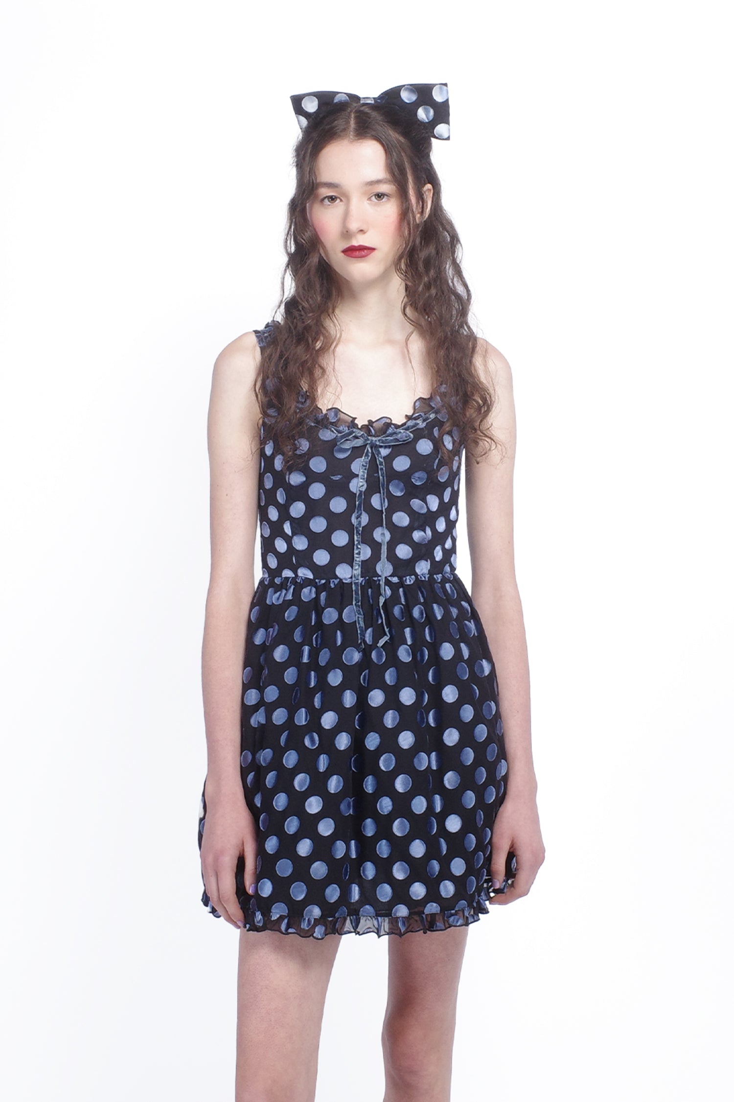 Anna Sui Dot Chiffon Ruffle Mini Dress