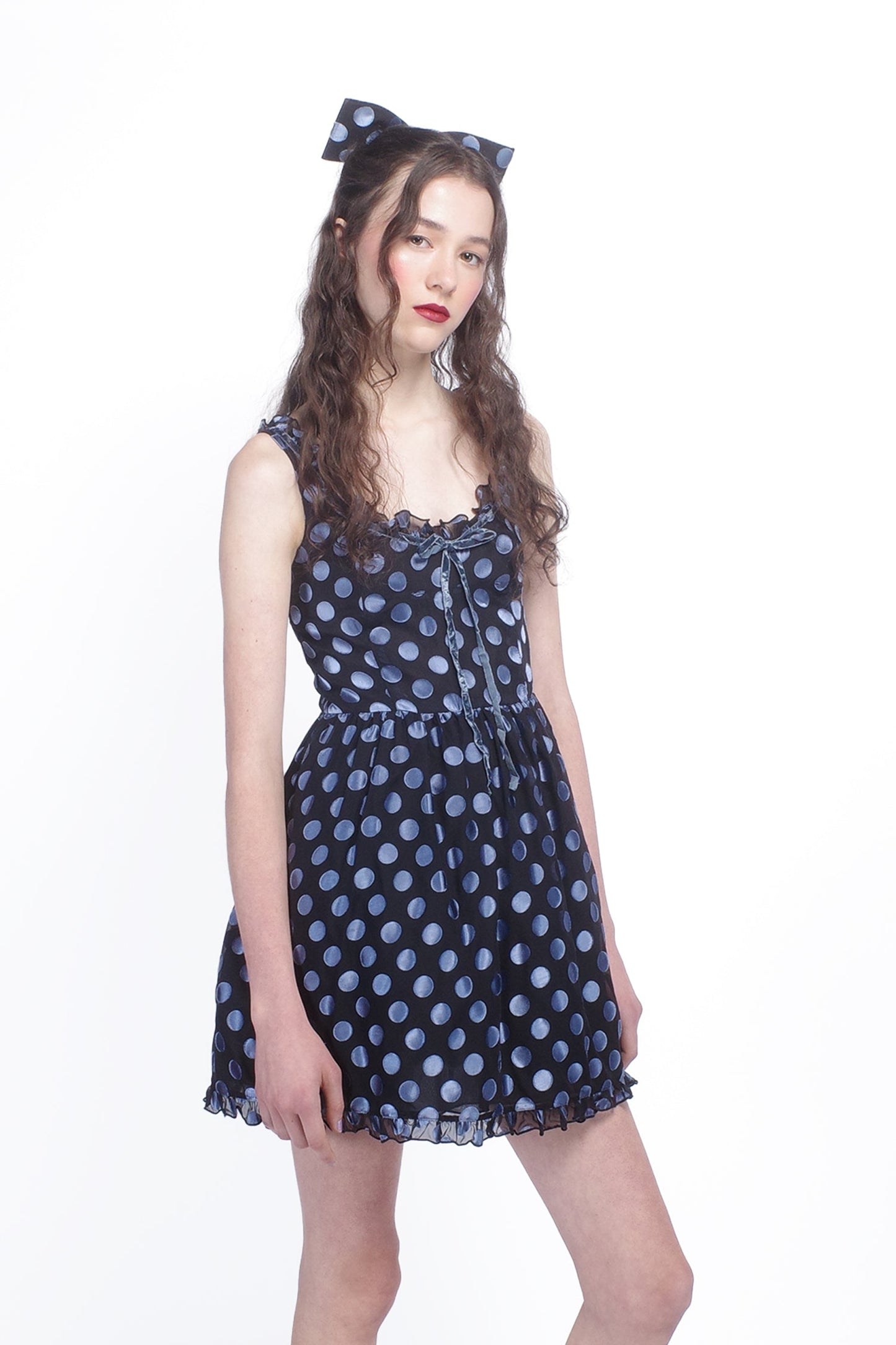 Anna Sui Dot Chiffon Ruffle Mini Dress