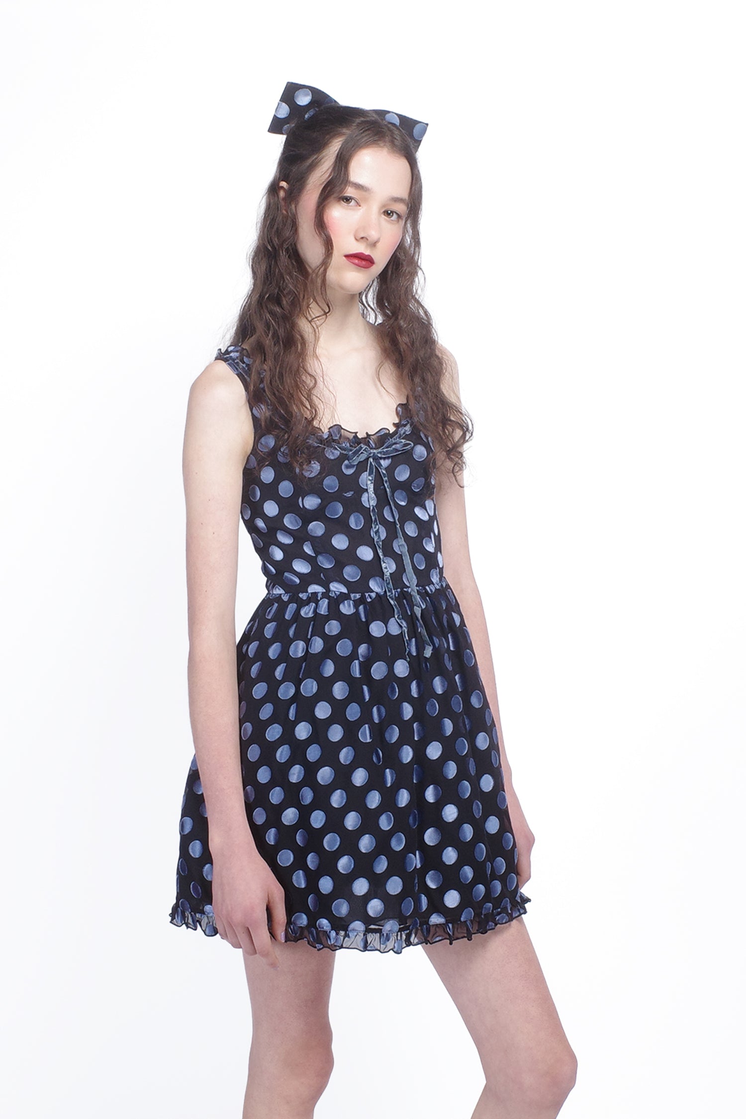 Anna Sui Dot Chiffon Ruffle Mini Dress