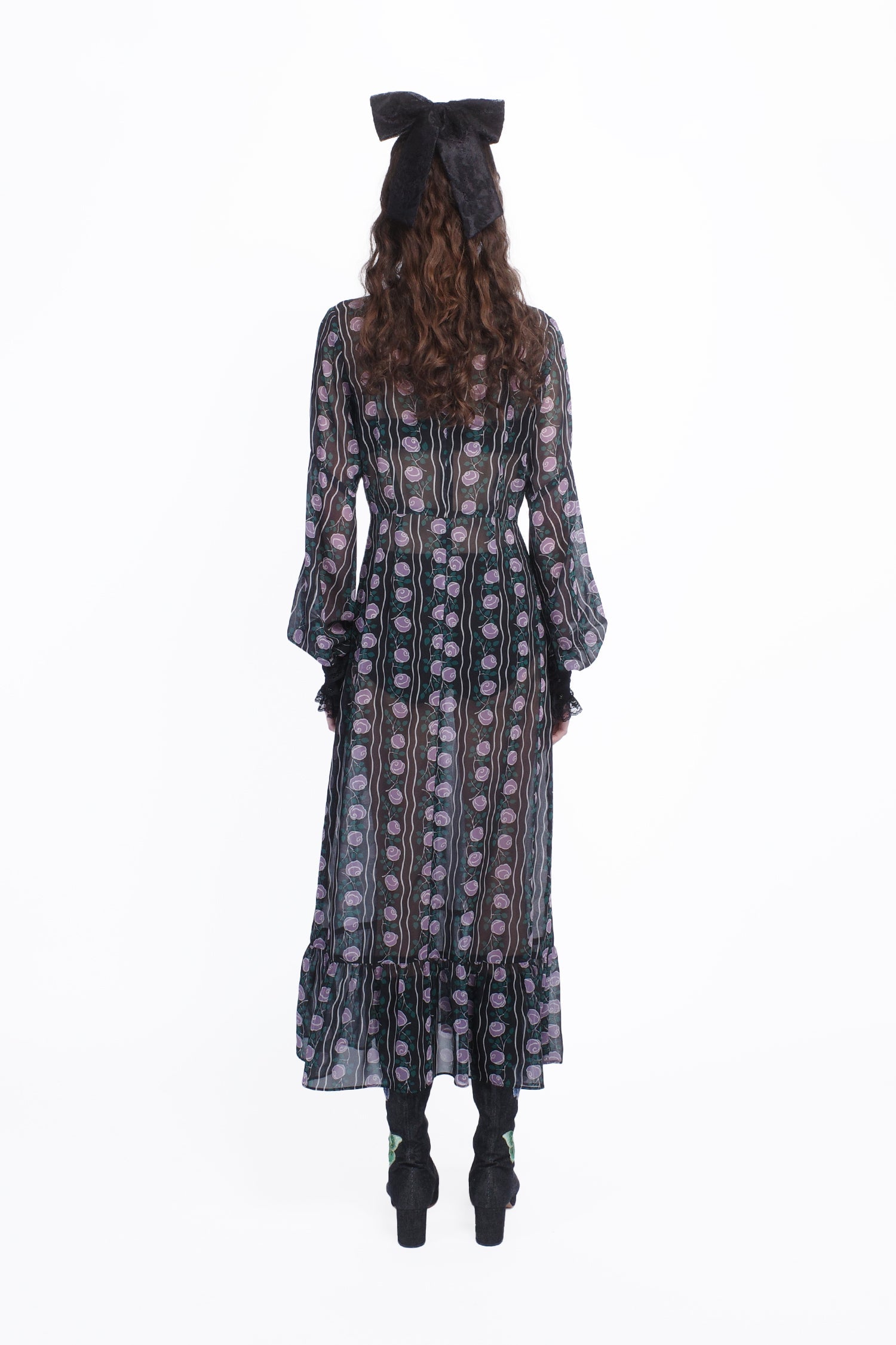 Anna Sui Rosetti Chiffon Victorian Bib Dress