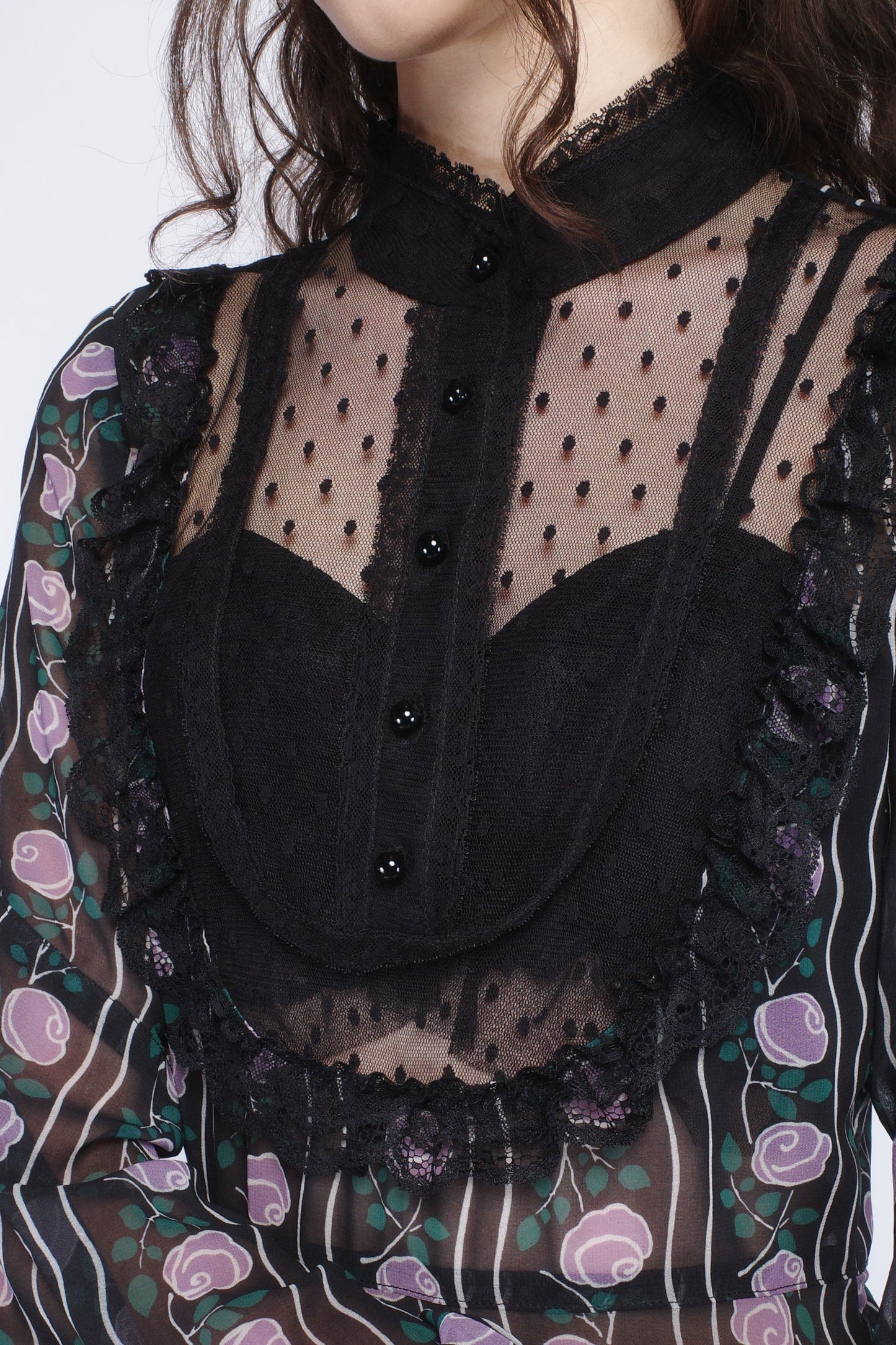Anna Sui Rosetti Chiffon Victorian Bib Dress