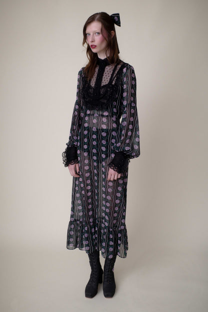 Anna Sui Rosetti Chiffon Victorian Bib Dress