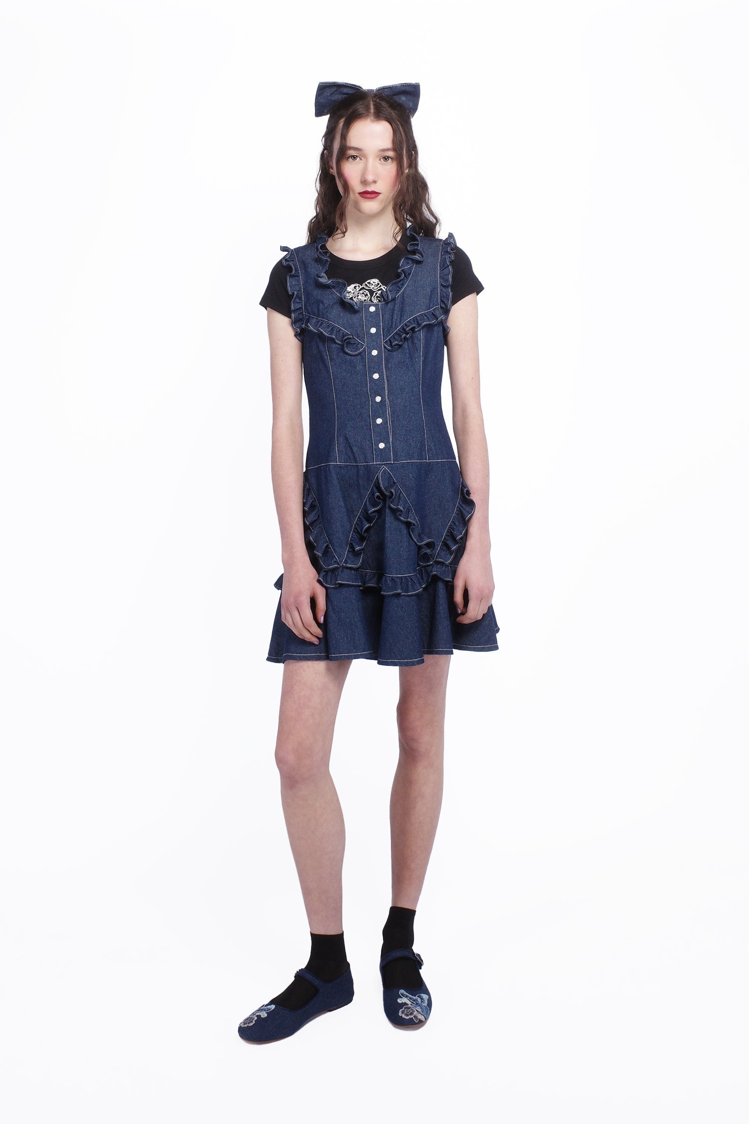 Anna Sui Denim Ruffle Dress