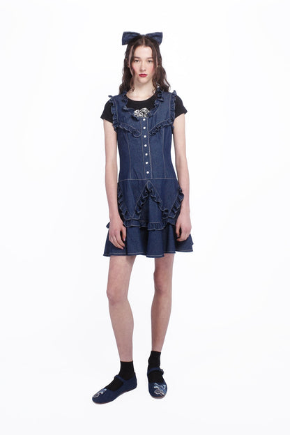 Anna Sui Denim Ruffle Dress