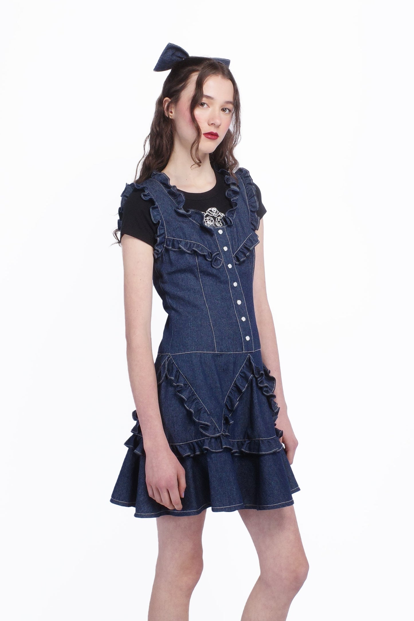 Anna Sui Denim Ruffle Dress
