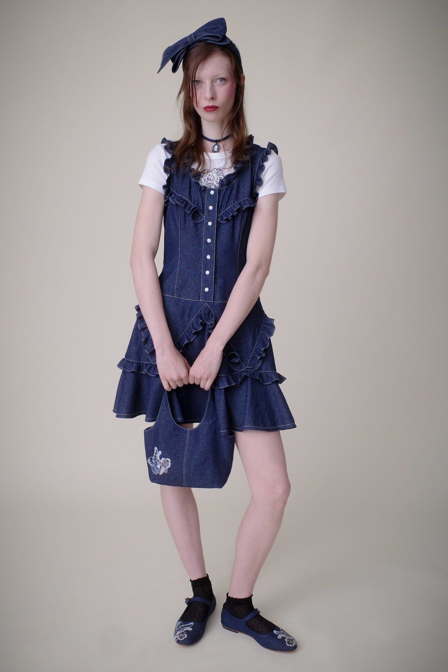 Anna Sui Denim Ruffle Dress
