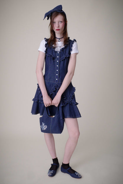 Anna Sui Denim Ruffle Dress