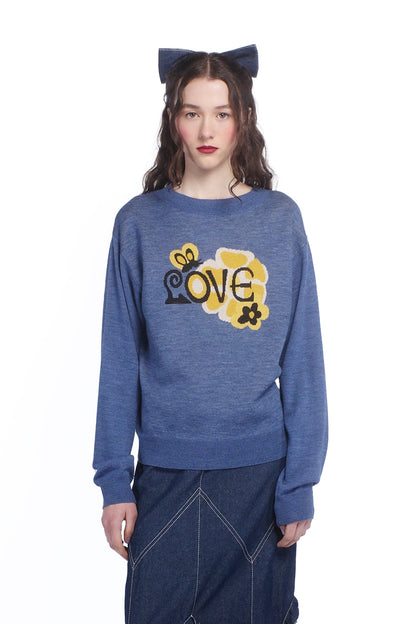 Anna Sui Knitwear Love Sweater Cornflower
