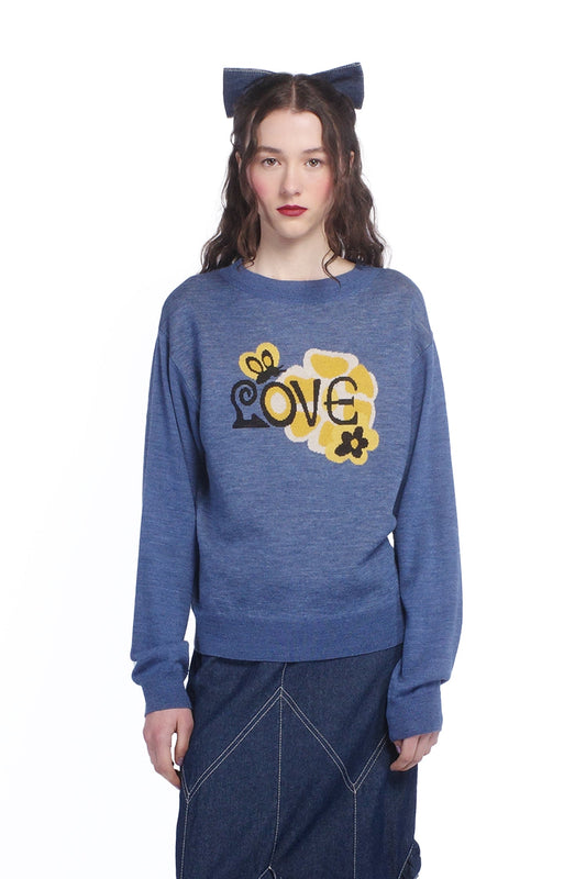 Anna Sui Knitwear Love Sweater Cornflower