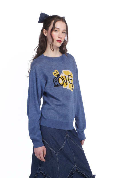 Anna Sui Knitwear Love Sweater Cornflower